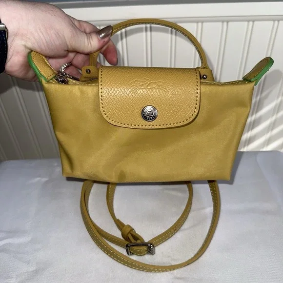 Longchamp Le Pliage XS Mini Tote Crossbody Shoulder Bag Handbag Yellow EUC - Picture 1 of 16